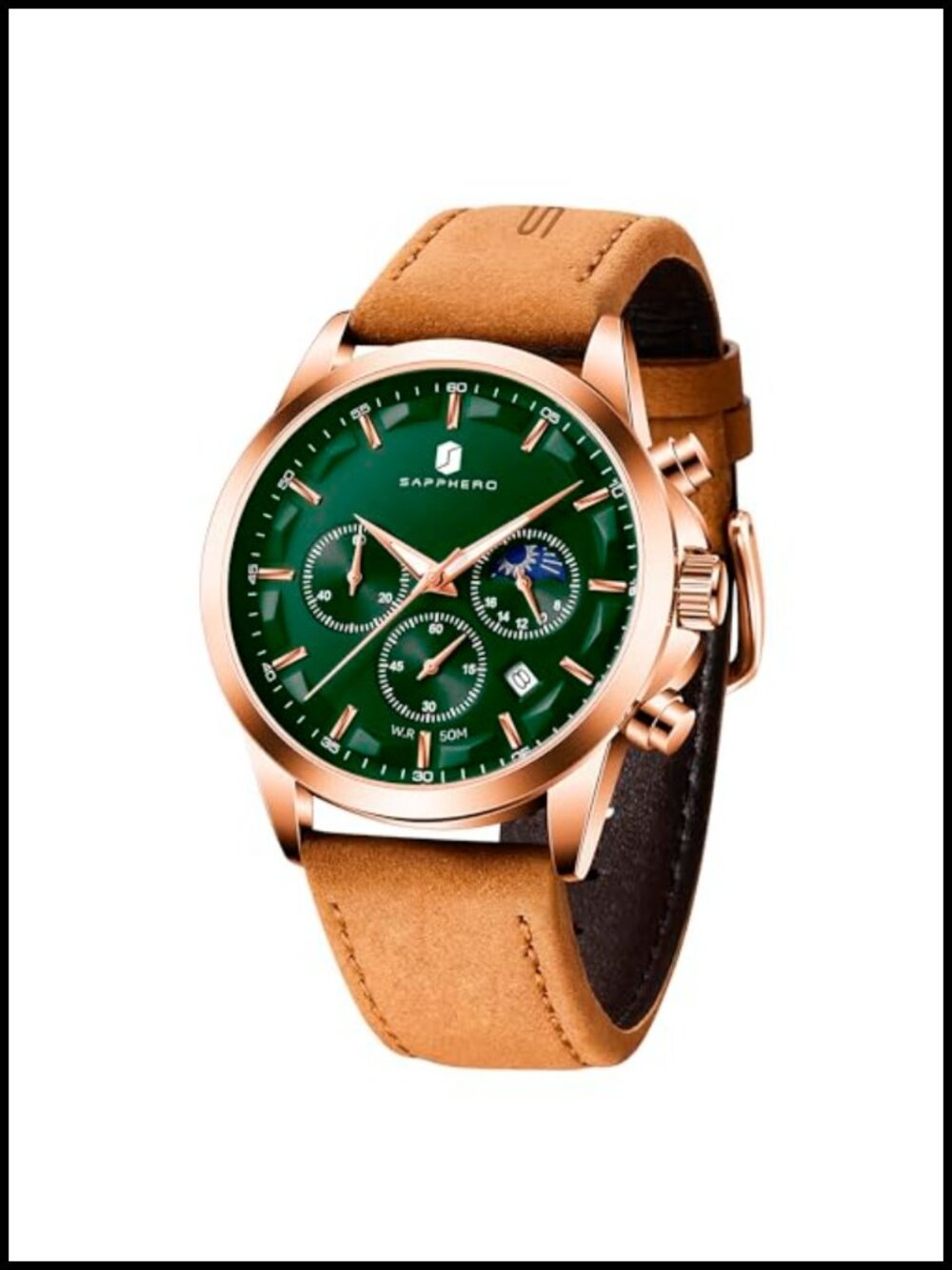 Men's Analog Quartz Chronograph Waterproof Wrist Watch with Calendar